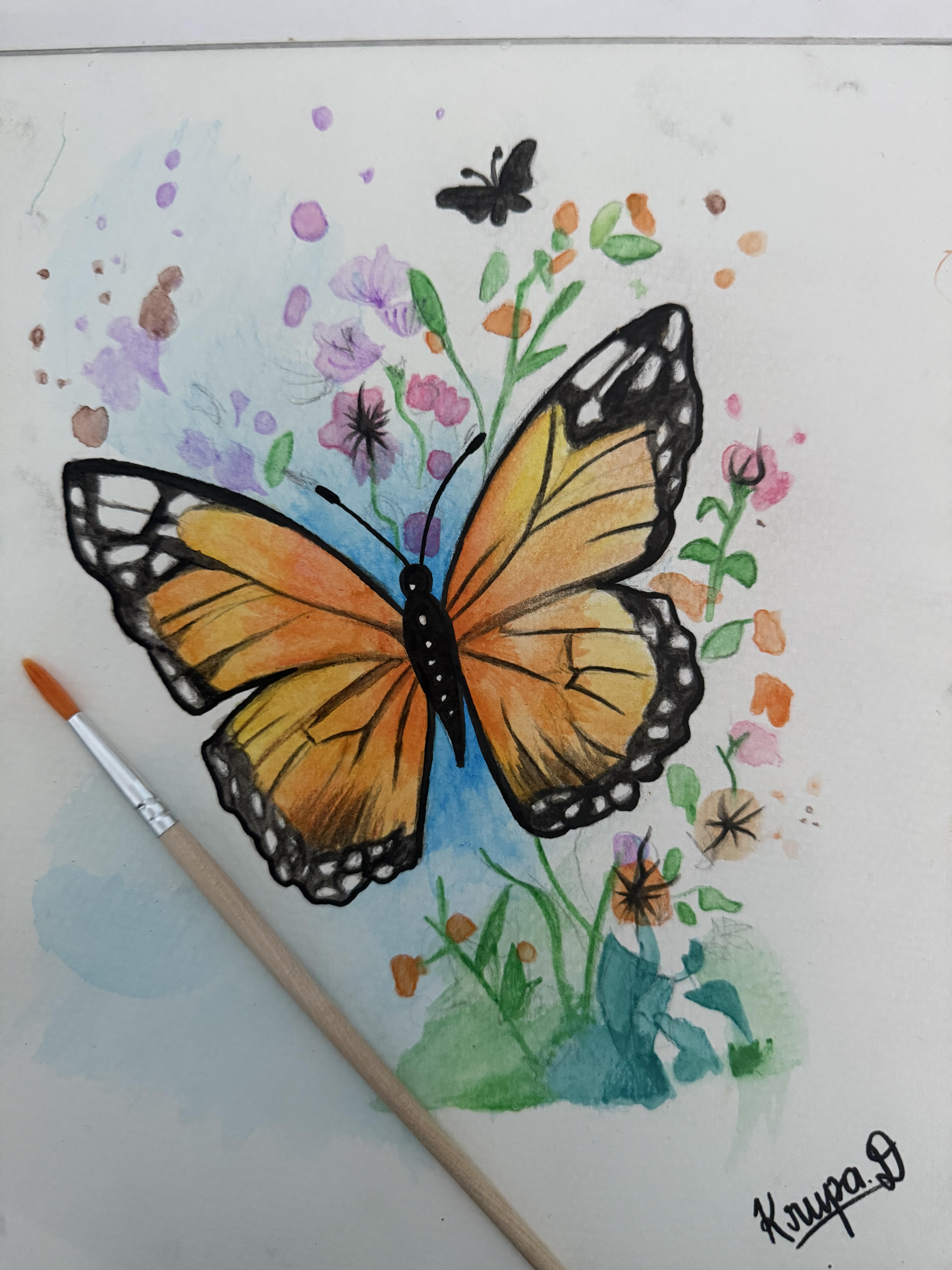 Butterfly watercolor painting