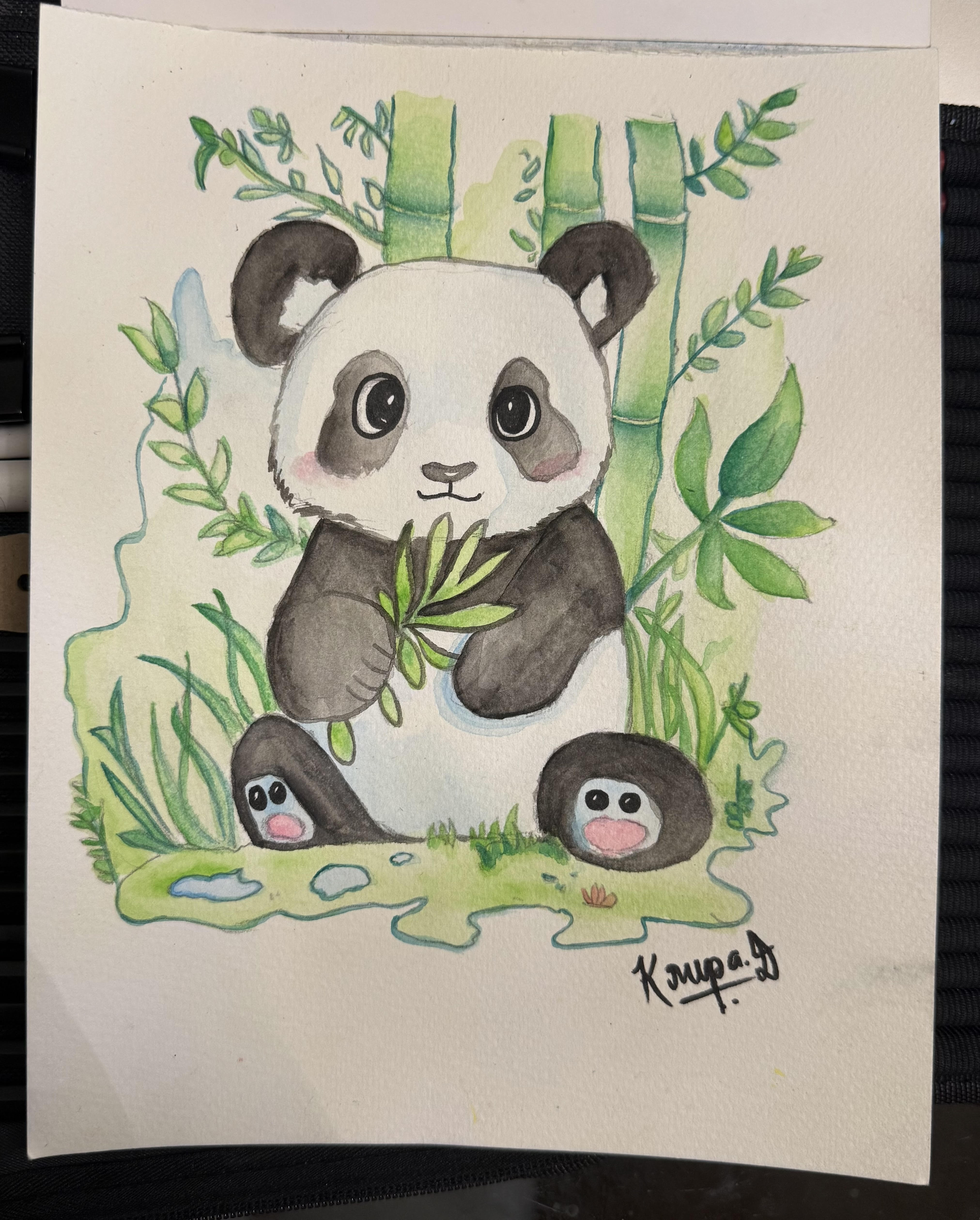 Panda watercolour painting